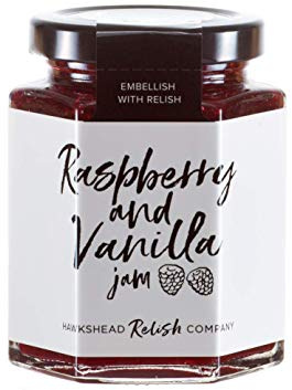 Hawkshead Relish Raspberry & Vanilla Jam 225g | Rich raspberry jam made with 50% raspberries and a subtle hint of vanilla, handmade in Cumbria