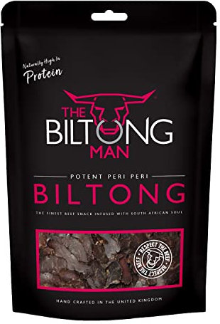 The Biltong Man Peri-Peri Beef Biltong - High-Protein Dried Beef Snack, 500g