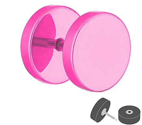 Treuheld | Ohrstecker zum Schrauben - PINK/ROSA - Fake-Plug - 4 Größen: 4, 6, 8, 10 mm - Edel-Stahl Piercing Fake-Tunnel Ohr-Ringe - Chirurgen-Stahl 316L - Gewinde Ohr-Stecker