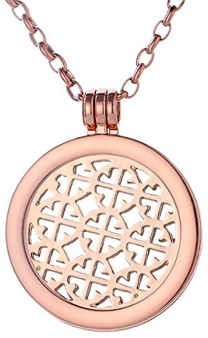Morella Damen Halskette Rosegold 70 cm Edelstahl mit Amulett und Coin 33 mm Ornament Rosegold in Schmuckbeutel