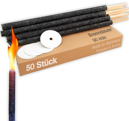 50 St Wachsfackeln 90 Min. Brennzeit Lagerfeuer Fackel Wachsfackel