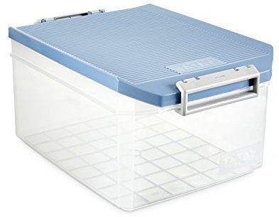 TATAY 1150107 Caja de Almacenamiento Multiusos con Tapa, 14 l de Capacidad, Plástico Polipropileno Libre de BPA, Azul, 27 x 39 x 19 cm