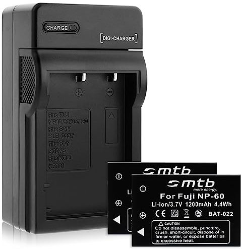 2 Batteries + Chargeur (Auto/Secteur) pour Fuji NP-60 / Casio NP-30 / Drift HD 1080p / Toshiba BT3... - Voir liste
