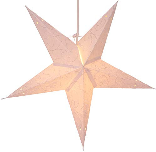 GURU SHOP Faltbarer Advents Leucht Papierstern, Weihnachtsstern 40 cm - Mercury Small Naturweiß, Papiersterne 40 cm