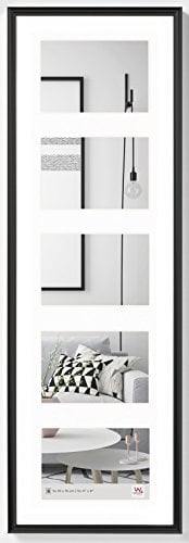 walther design Bilderrahmen schwarz 5X 10x15 cm Galerie mit Passepartout, Galeria Kunststoffrahmen KB515H