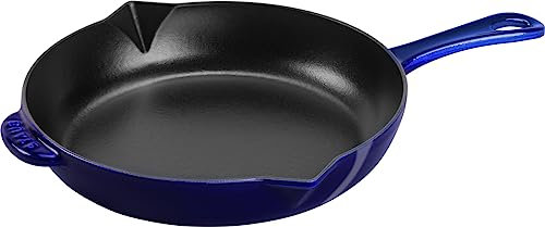 STAUB Poêle à frire en fonte 25,4 cm - Bleu foncé - Fabriquée en France