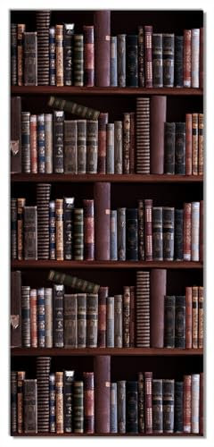 Wallario Selbstklebende Türtapete Bücherregal mit Alten Büchern - Türposter 93 x 205 cm Abwischbar, rückstandsfrei zu entfernen
