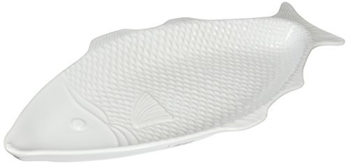 Home 2569300 Piatto da Pesce, 40.20 x 18.4 x 6 cm , Ceramica, Bianco, 1 pezzo