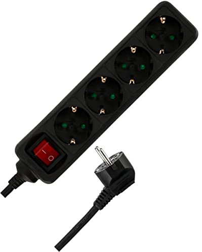 REV Steckdosenleiste - Mehrfachsteckdosenleiste, 4-Fach, 1,4m, 3500W, schwarz