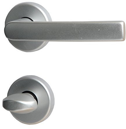 Alpertec aluminium Vanda - R Rosettengarnitur für Badtüren in eloxiert WC Drückergarnitur Türdrücker Türbeschläge, 78 mm, silber, 40070730K1