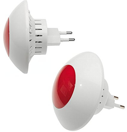 jmts Steckdosen Alarmsirene mit LED-Blitz 230V für Haus Alarmanlage 110dB