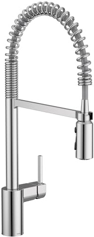 Moen Align Chrome One-Handle Pre-Rinse Spring Pulldown Kitchen Faucet with Pull Down Sprayer and Power Boost, 5923