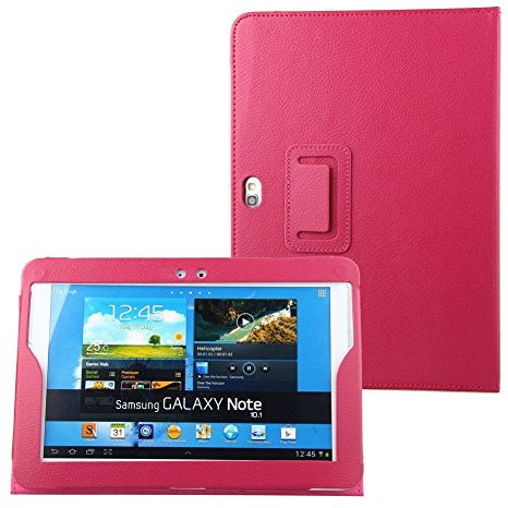 Generic Slim Fit monocolor elaborado diseño Tablet soporte funda de piel sintética para Samsung Galaxy Note de 10,1 (N8000 N8010 N8013, color rosa (soporte ajustable con dos ángulos de visualización)