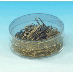 Wedo 9101500 Büroklammer aus Metall, 26 mm, messingfarbig in Klarsichtdose (140er Dose, messing)