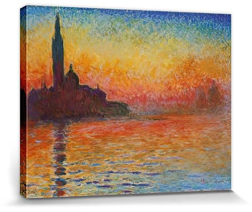1art1 Claude Monet Poster Abendstimmung In Venedig, 1908 Bilder Leinwand-Bild Auf Keilrahmen | XXL-Wandbild Poster Kunstdruck Als Leinwandbild 80x60 cm
