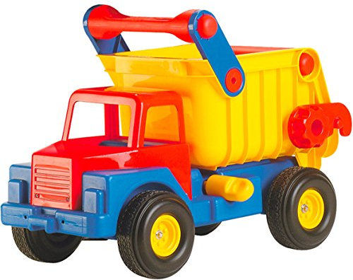 Wader Polesie Truck Nr. 1 mit robusten Gummireifen, geeignet ab 1 Jahr I Buntes Design I Kipp- & Verriegelungsfunktion, 120kg Belastbar