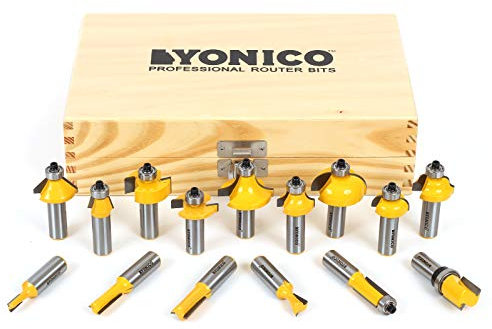 Yonico Router Bits Set 15 Bit 1/2-Inch Shank 17150