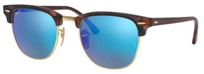 Ray-Ban Clubmaster - Gafas de sol para hombre, Marrón (Marco: Havana, Vidrio: Azul Flash 114517), 51 milímetros