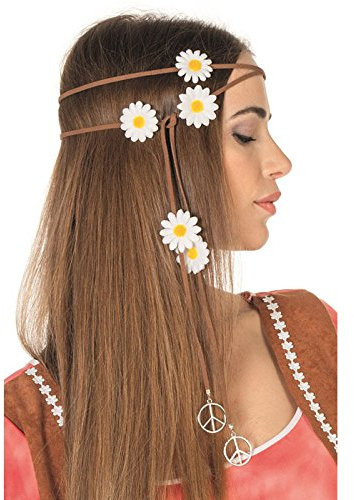 PARTY DISCOUNT Haarband braun, Peace & Blumen
