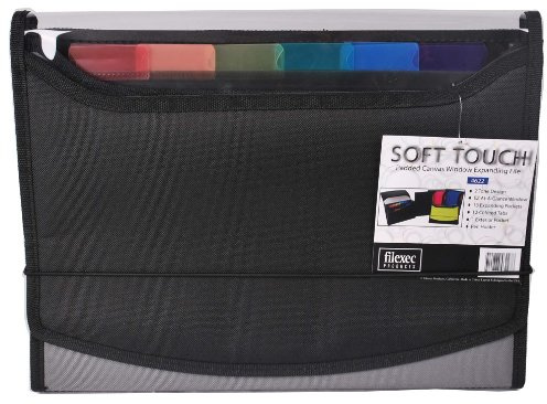 Filexec Soft Touch Padded Canvas Window Expanding File, 13 Pockets, 1 Pack, Black (46227-8)