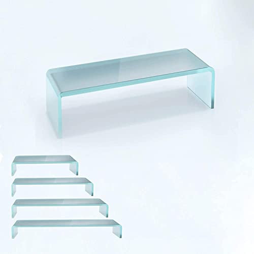bijon TV Aufsatz Glas Bildschirm-Erhöhung | PC Monitor-Erhöhung, Schreibtisch-Aufsatz für Laptop Erhöhung, Monitor-Erhöhung | (B/T/H) 450x250x110mm - Satin