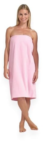 Boca Terry Womens Spa Wrap - 100% Cotton Spa, Shower, Bath and Gym Towel w Snaps, Towel Wrap for Women, Pink, 4XL