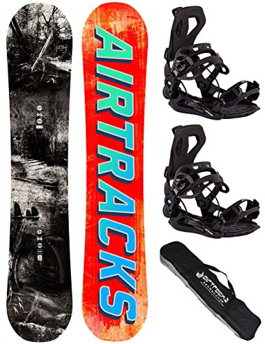 Airtracks Herren Snowboard Set Freeride Freestyle - Past&Future Hybrid Rocker Wide Snowboard 157 - Softbindung Master L - SB Bag