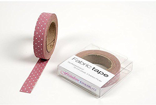 HAB & GUT -TT011V- selbstklebendes Stoffband Stofftape Weisse Punkte, ALT ROSA, Masking Washi Tape, Länge 5 m