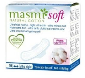 Masmi Soft Ultradünne Binden - Nacht aus reiner Baumwolle