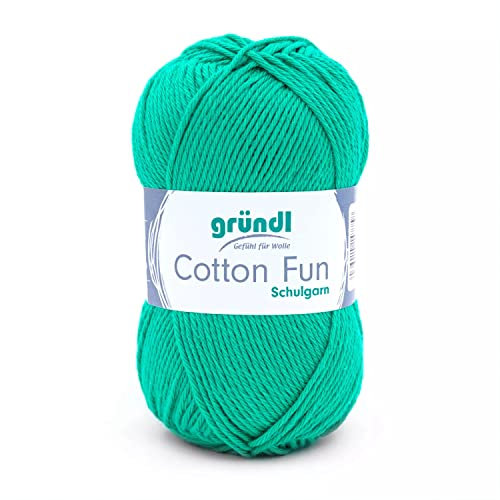 Gründl Cotton Fun Strickgarn/ Häkelgarn (weiches Garn aus 100% Baumwolle , OEKO-TEX zertifiziert, 50 g/115 m, Nadelstärke: 3-4, 1 Knäuel á 50 g), Grasgrün