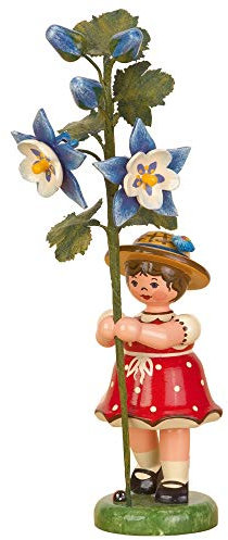 Hubrig Blumenkinder 17cm Mädchen mit Akelei Erzgebirge