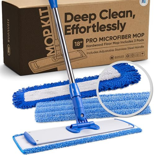 18 Professional Microfiber Mop | Stainless Steel Handle | Premium Mop Pads