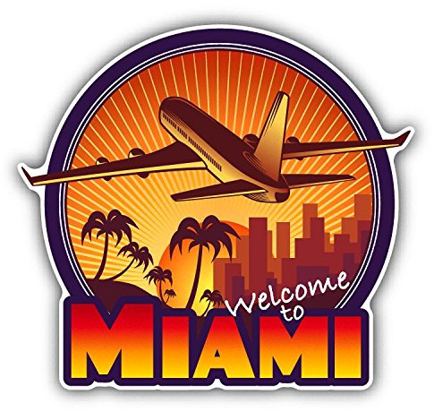 Welcome To Miami Travel Label Hochwertigen Auto-Autoaufkleber 12 x 12 cm