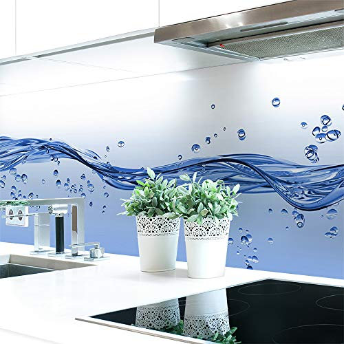 Küchenrückwand Wasser Welle Premium Hart-PVC 0,4 mm selbstklebend - Direkt auf die Fliesen, Größe:60 x 51 cm