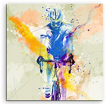 Paul Sinus Art Radsport VI 60x60cm Wandbild SPORTBILD Aquarell Art tolle Farben