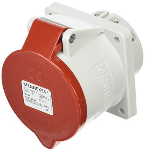 MENNEKES 3451 Steckdose, gerade, Schutzart IP 44, 6 Stunden Erdung, 5-polig, 32 A, 400 V, Rot