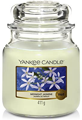 Yankee Candle Duftkerze im Glas (mittelgroß) | Midnight Jasmine | Brenndauer bis zu 75 Stunden