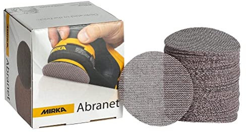 Mirka Abranet Netz-Schleifscheiben Ø 77 mm Klett/Korn P600 / 50 Stk/zum Schleifen von Holz, Spachtel, Lack, Kunststoff / 5420305061
