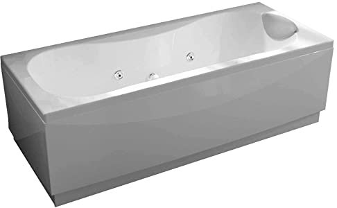 Novellini Calypso Vasca Bagno Hydro Plus 180x80 H55 cm Idro Laterale 6 Getti Disinfezione Airpool 12 Jets Destra Forma Esterna Rettangolare Interna Otto 2 Pannelli Bianco Lucido Colonna Cuscino