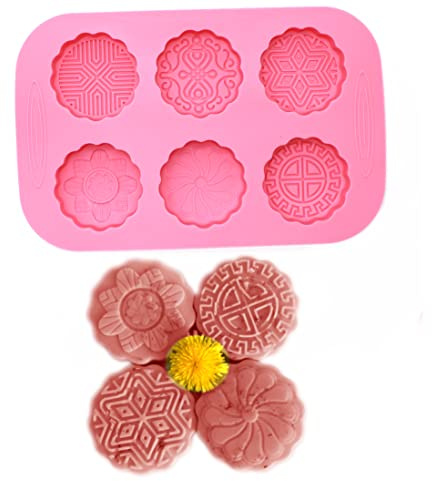 X-Haibei NEW 6-Cavity Round Mixed Mooncake Chocolate Muffin Soap Silicone Mold