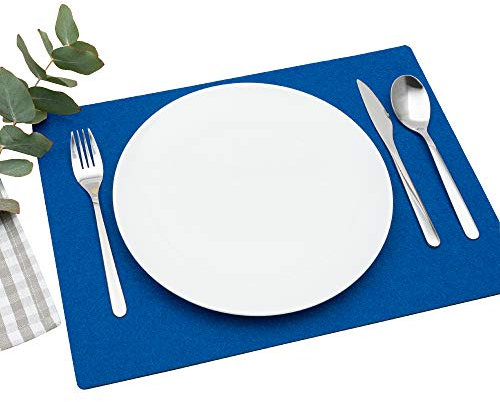 FILU Platzsets aus Filz 4er-Pack Blau eckig (Farbe und Form wählbar) 30 x 41 cm – Tischset für drinnen und draußen Deko für Esstisch im Wohnzimmer, Gartentisch/Balkontisch