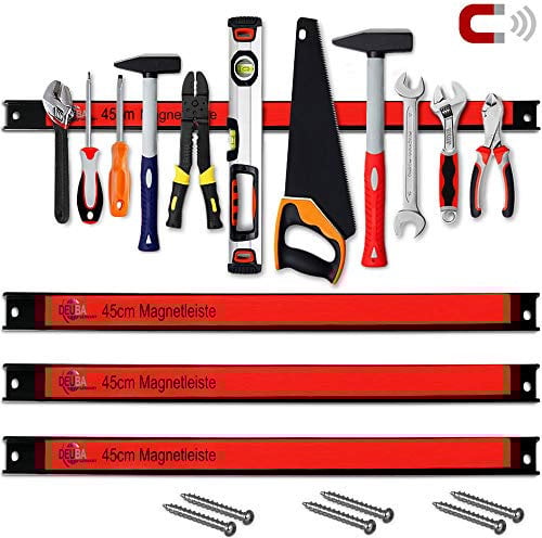 DEUBA® 3x Barre magnétique pour outils 45 cm aimant puissant rangement outils barre aimantée murale charge max. 23 kg