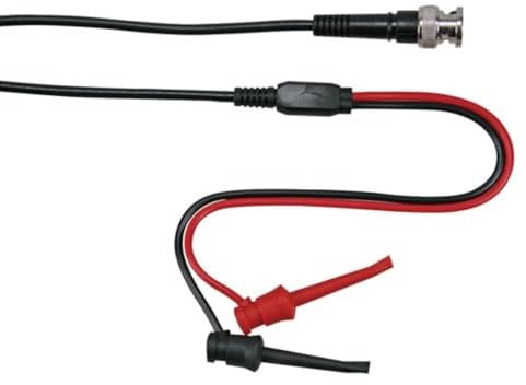 Velleman Câble coaxial, 1 mètre, bnc mâle vers 2 mini pinces de test, 33 vac/60 vdc, 6 a, connexion rapide, pour tests et mesures