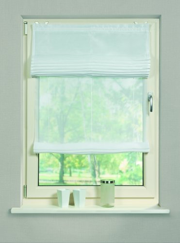 Home fashion 55710-801 Doppelrollo Day and Night mit Haken, Voile Uni, 140 x 60 cm, weiß