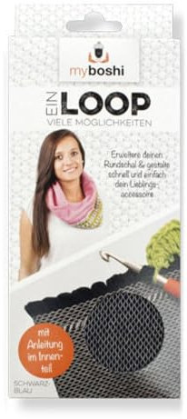 myboshi Webloop, Stoff zum Anhäkeln und Anstricken, Verbindung aus Stoff und Wolle, Webschal Schwarz (Schwarz) 1 Loop