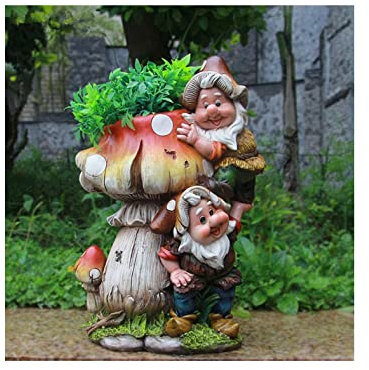 Design Zwerg Pilz mit Blumentopf NF 15199 32 cm Hoch Deko Garten Gartenzwerg Figuren Dekoration Verschiedene Design
