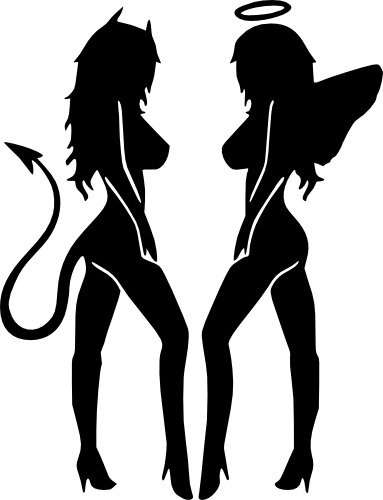 Sexy Engel und Teufel, Mädchen, Damen, für Autos, Vans und Fahrräder, Dekosticker &P