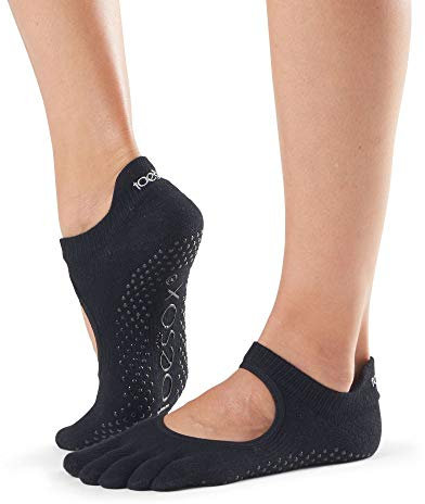 Toesox Unisex-Erwachsene Full Toe Bellarina Yoga-Socken, Schwarz, S