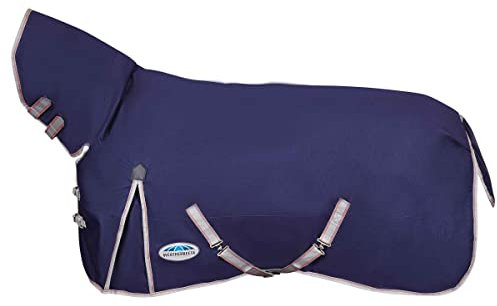 Weatherbeeta Comfitec Essential Combo Schwere Pferdedecke mit langem Hals, Navy/Silver/Red