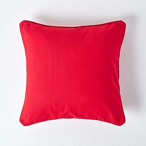 HOMESCAPES Housse de coussin Uni Rouge en 100% coton, Housse de coussin 30x30 cm